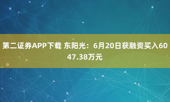 第二证券APP下载 东阳光：6月20日获融资买入6047.38万元