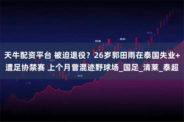 天牛配资平台 被迫退役？26岁郭田雨在泰国失业+遭足协禁赛 上个月曾混迹野球场_国足_清莱_泰超
