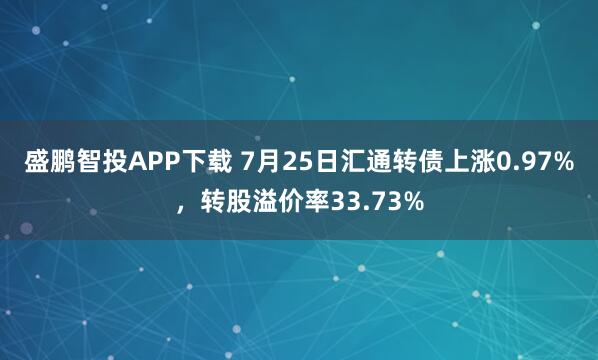 盛鹏智投APP下载 7月25日汇通转债上涨0.97%，转股溢价率33.73%